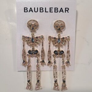 BAUBLEBAR Halloween Bare Bones Articulated Crystal-Studded Skeleton Earrings NWT